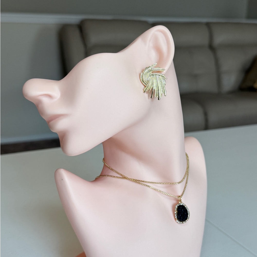 Gold-Tone Textured Earrings - Elegant Women's Jewelry